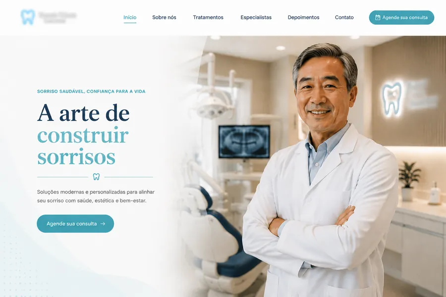 Mockup do site gerado para um dentista